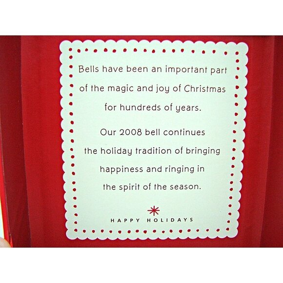 NEW Hallmark Collectible White Bell Porcelain Ornament Christmas Holiday 2008 IB - Picture 8 of 11